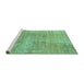 Sideview of Machine Washable Abstract Turquoise Modern Area Rugs, wshabs3322turq