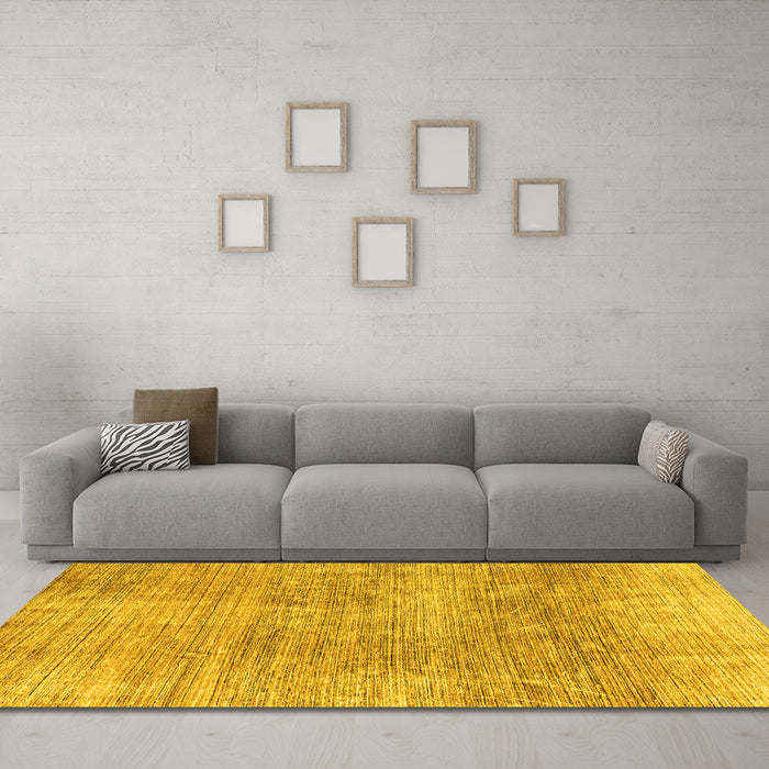 Machine Washable Abstract Yellow Modern Rug in a Living Room, wshabs3322yw