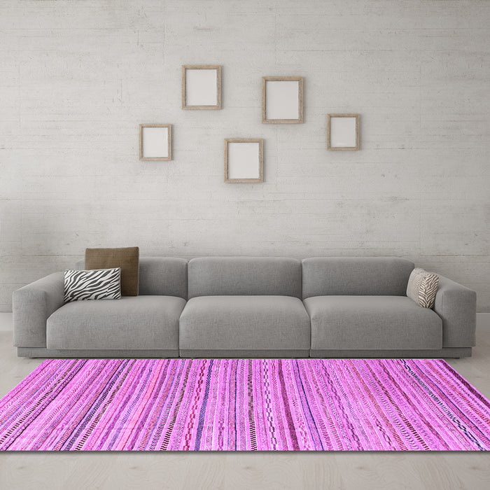 Machine Washable Abstract Purple Modern Area Rugs in a Living Room, wshabs3323pur