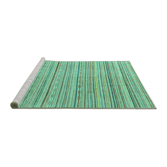 Sideview of Machine Washable Abstract Turquoise Modern Area Rugs, wshabs3323turq