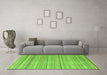 Machine Washable Abstract Green Modern Area Rugs in a Living Room,, wshabs3323grn