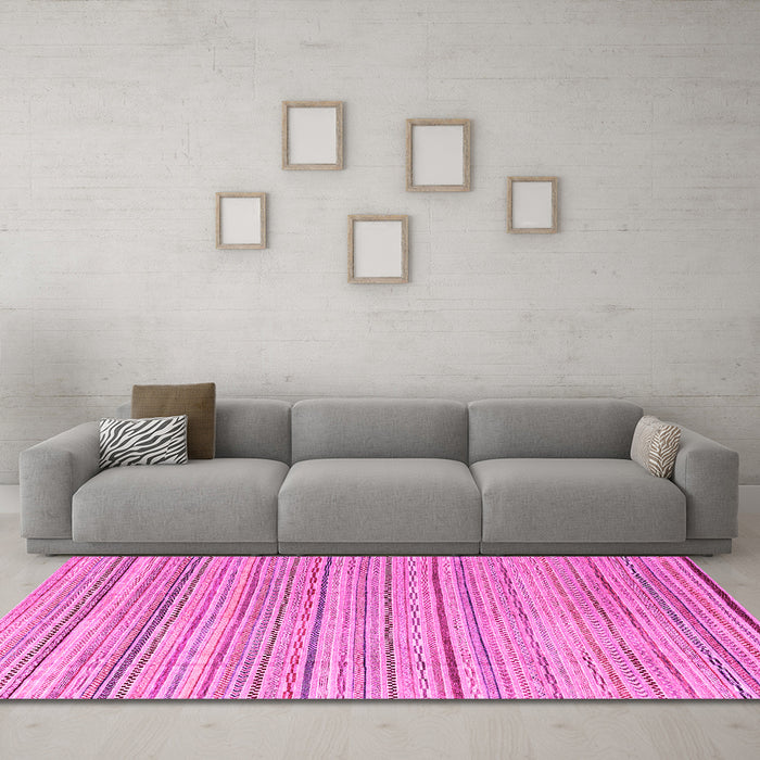 Machine Washable Abstract Pink Modern Rug in a Living Room, wshabs3323pnk
