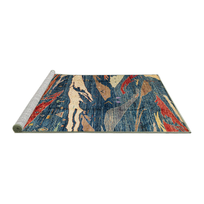 Sideview of Machine Washable Abstract Black Rug, wshabs3324