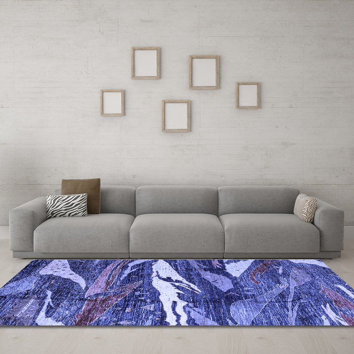 Machine Washable Abstract Blue Modern Rug in a Living Room, wshabs3324blu