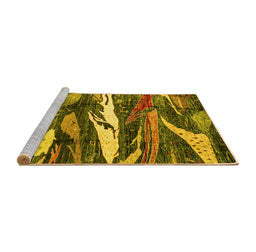Sideview of Machine Washable Abstract Yellow Modern Rug, wshabs3324yw