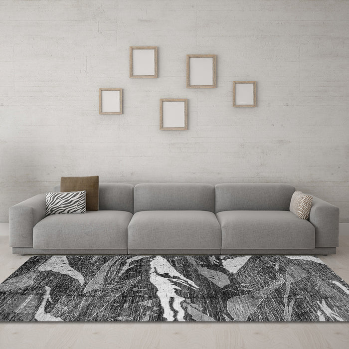 Machine Washable Abstract Gray Modern Rug in a Living Room,, wshabs3324gry