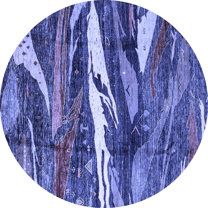 Round Abstract Blue Modern Rug, abs3324blu