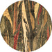 Round Abstract Brown Modern Rug, abs3324brn