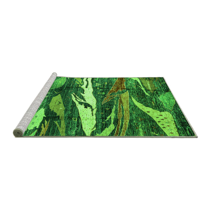 Sideview of Machine Washable Abstract Green Modern Area Rugs, wshabs3324grn