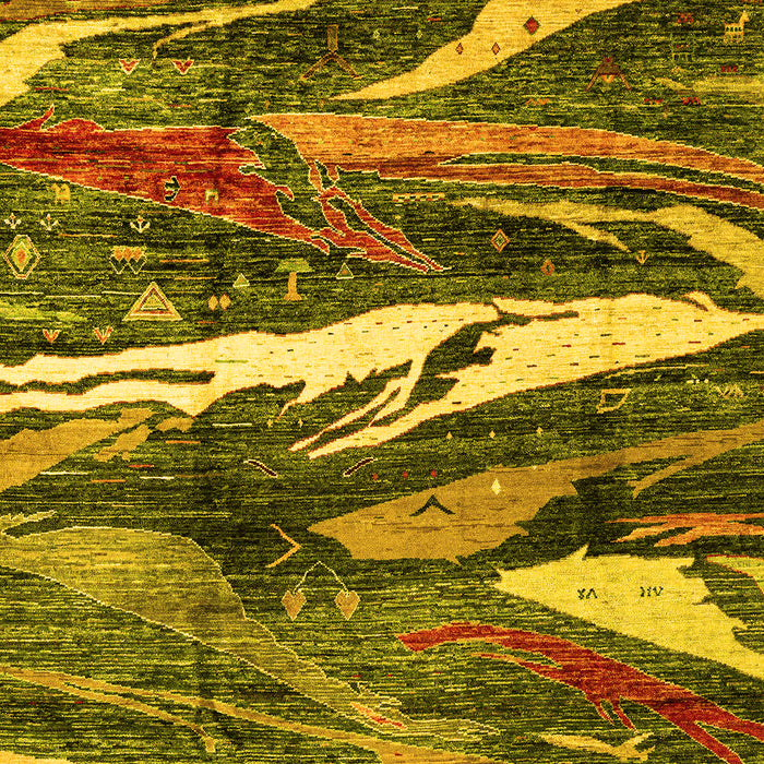 Machine Washable Abstract Yellow Modern Rug, wshabs3324yw