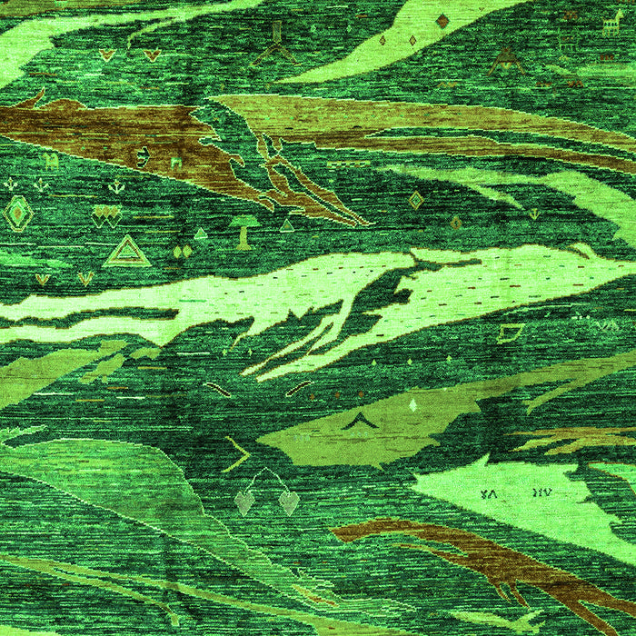 Machine Washable Abstract Green Modern Area Rugs, wshabs3324grn