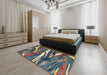 Abstract Black Modern Rug in a Bedroom, abs3324