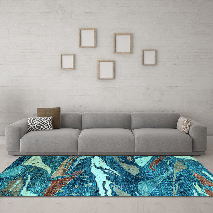 Machine Washable Abstract Light Blue Modern Rug in a Living Room, wshabs3324lblu