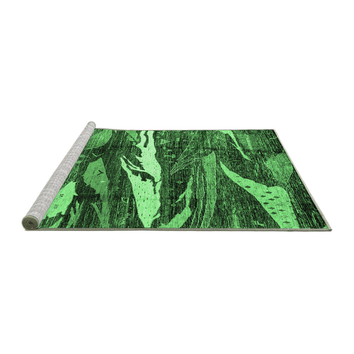 Sideview of Machine Washable Abstract Emerald Green Modern Area Rugs, wshabs3324emgrn
