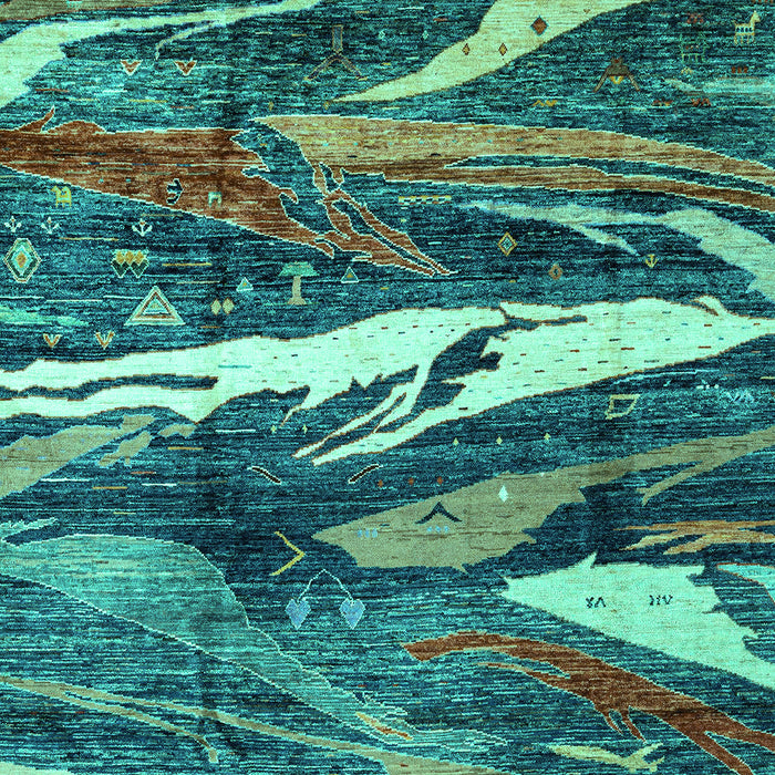 Machine Washable Abstract Turquoise Modern Area Rugs, wshabs3324turq