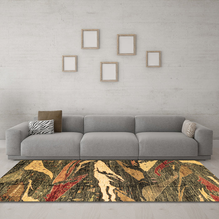 Machine Washable Abstract Brown Modern Rug in a Living Room,, wshabs3324brn