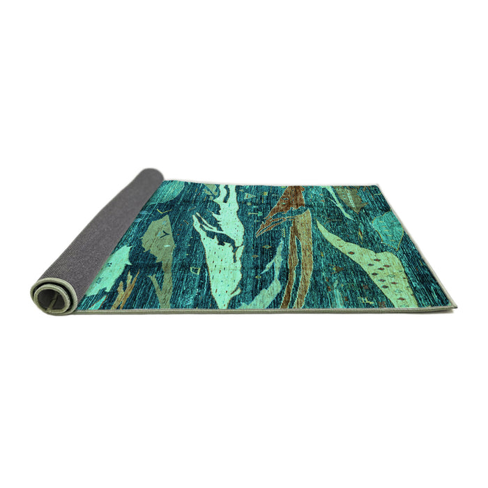 Sideview of Abstract Turquoise Modern Rug, abs3324turq