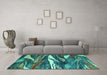 Machine Washable Abstract Turquoise Modern Area Rugs in a Living Room,, wshabs3324turq