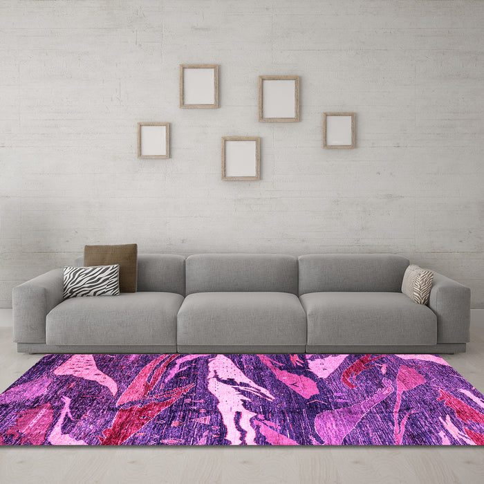 Machine Washable Abstract Pink Modern Rug in a Living Room, wshabs3324pnk