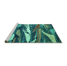 Sideview of Machine Washable Abstract Turquoise Modern Area Rugs, wshabs3324turq