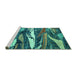 Sideview of Machine Washable Abstract Turquoise Modern Area Rugs, wshabs3324turq