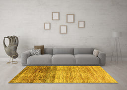 Machine Washable Abstract Yellow Modern Rug in a Living Room, wshabs3325yw