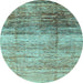 Round Abstract Light Blue Modern Rug, abs3325lblu