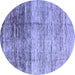 Round Abstract Blue Modern Rug, abs3325blu