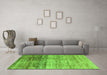 Machine Washable Abstract Green Modern Area Rugs in a Living Room,, wshabs3325grn