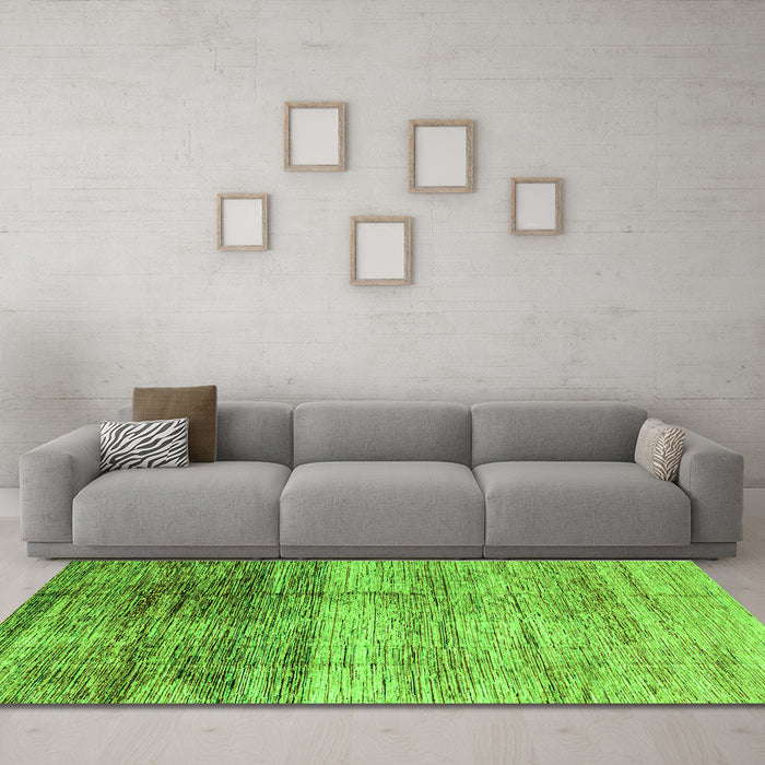 Machine Washable Abstract Green Modern Area Rugs in a Living Room,, wshabs3325grn