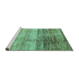 Sideview of Machine Washable Abstract Turquoise Modern Area Rugs, wshabs3325turq