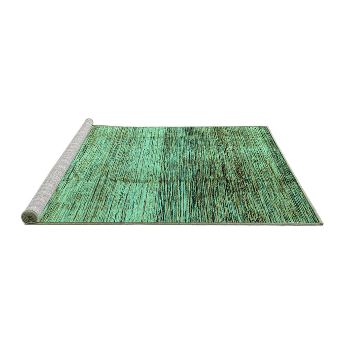 Sideview of Machine Washable Abstract Turquoise Modern Area Rugs, wshabs3325turq