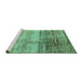 Sideview of Machine Washable Abstract Turquoise Modern Area Rugs, wshabs3325turq