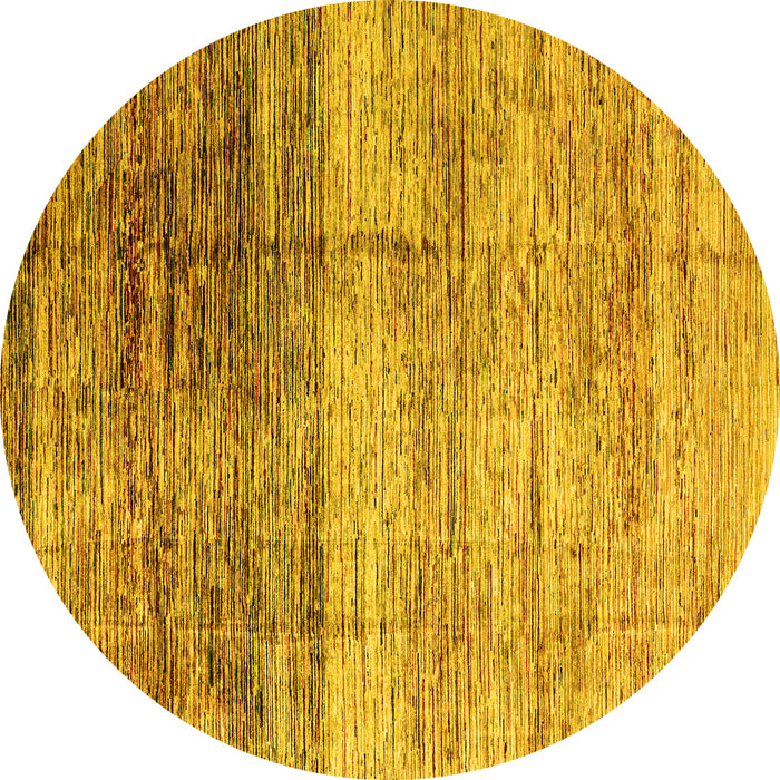 Round Abstract Yellow Modern Rug, abs3325yw