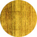 Round Abstract Yellow Modern Rug, abs3325yw