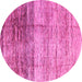 Round Machine Washable Abstract Pink Modern Rug, wshabs3325pnk