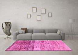 Machine Washable Abstract Pink Modern Rug in a Living Room, wshabs3325pnk