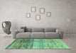 Machine Washable Abstract Turquoise Modern Area Rugs in a Living Room,, wshabs3325turq