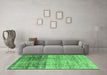 Machine Washable Abstract Emerald Green Modern Area Rugs in a Living Room,, wshabs3325emgrn