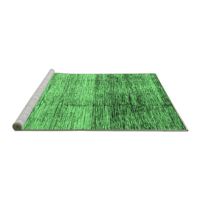 Sideview of Machine Washable Abstract Emerald Green Modern Area Rugs, wshabs3325emgrn