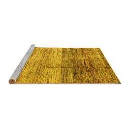 Sideview of Machine Washable Abstract Yellow Modern Rug, wshabs3325yw
