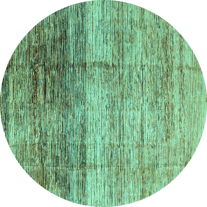 Round Machine Washable Abstract Turquoise Modern Area Rugs, wshabs3325turq