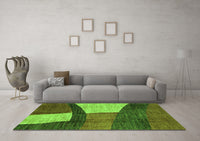 Machine Washable Abstract Green Modern Rug, wshabs3326grn