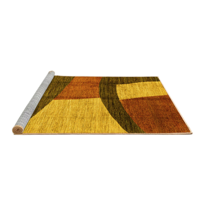 Sideview of Machine Washable Abstract Yellow Modern Rug, wshabs3326yw