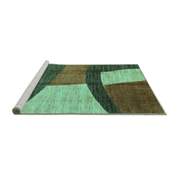 Sideview of Machine Washable Abstract Turquoise Modern Area Rugs, wshabs3326turq