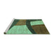 Sideview of Machine Washable Abstract Turquoise Modern Area Rugs, wshabs3326turq