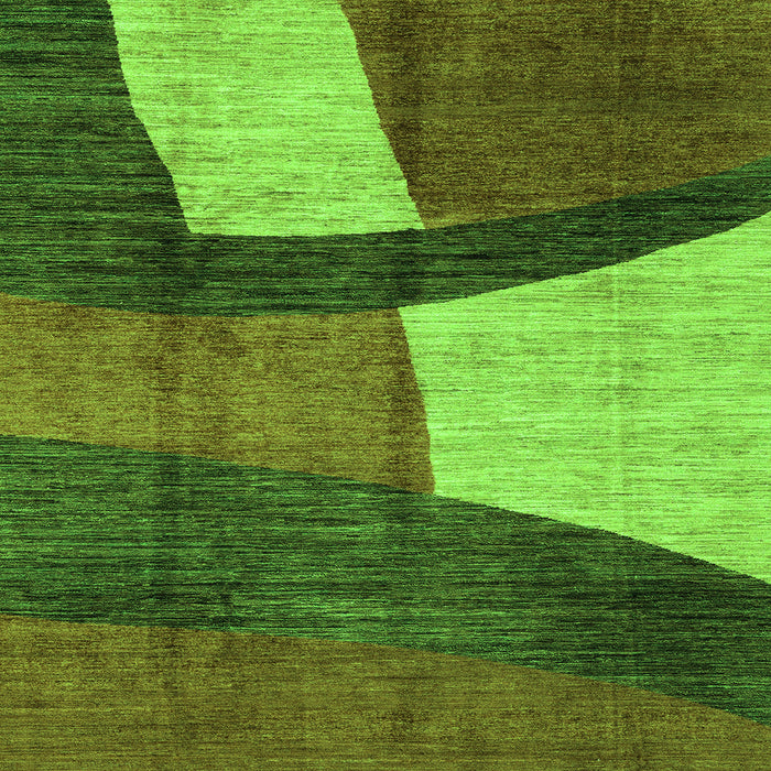 Square Abstract Green Modern Rug, abs3326grn