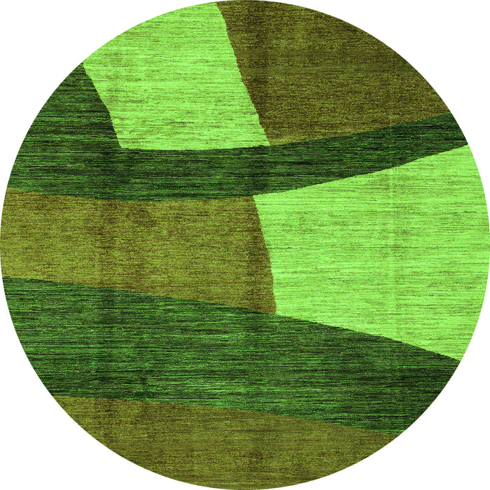 Round Abstract Green Modern Rug, abs3326grn