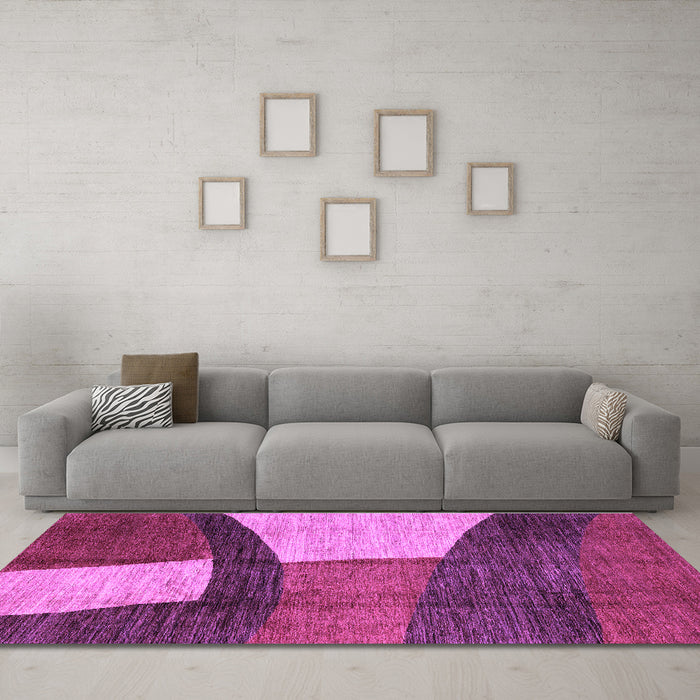 Machine Washable Abstract Purple Modern Area Rugs in a Living Room, wshabs3326pur
