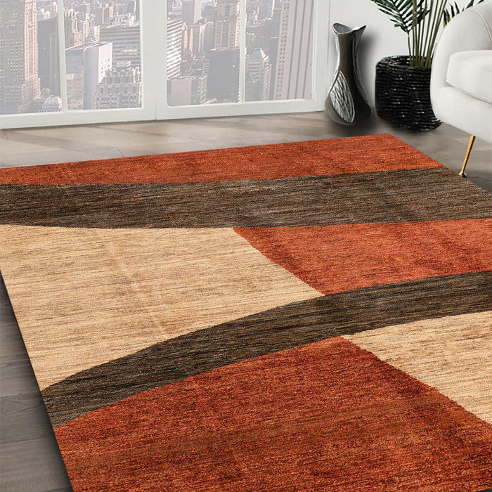 Abstract Red Modern Rug in Family Room, abs3326